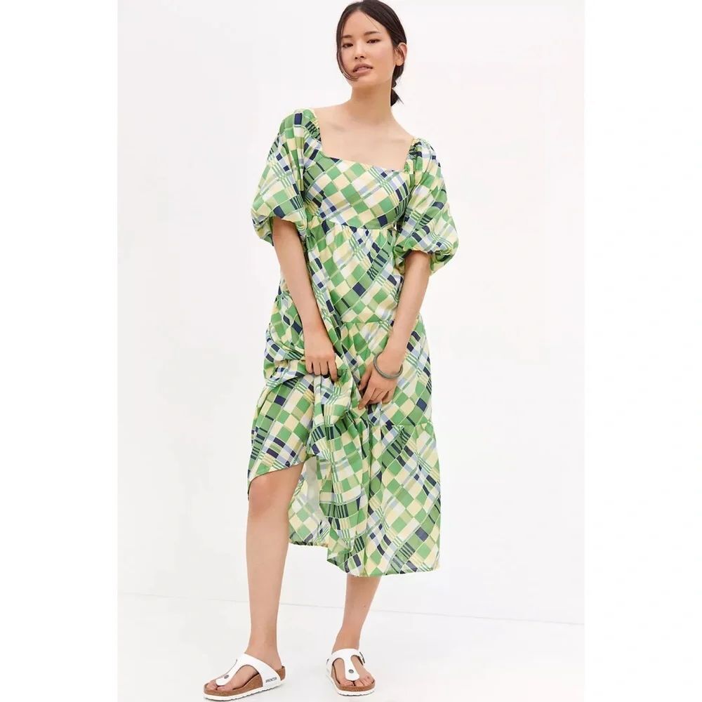 Anthropologie Faithfull Puff-Sleeved Midi Dress